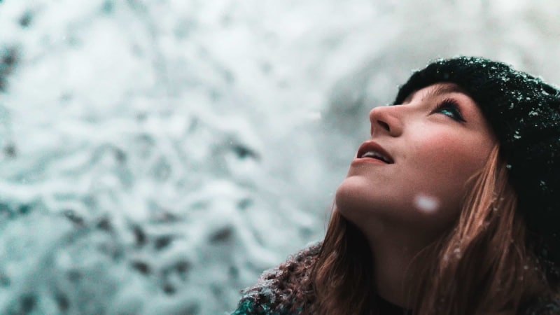 Winter Schnee Mensch Frau Atem Freude